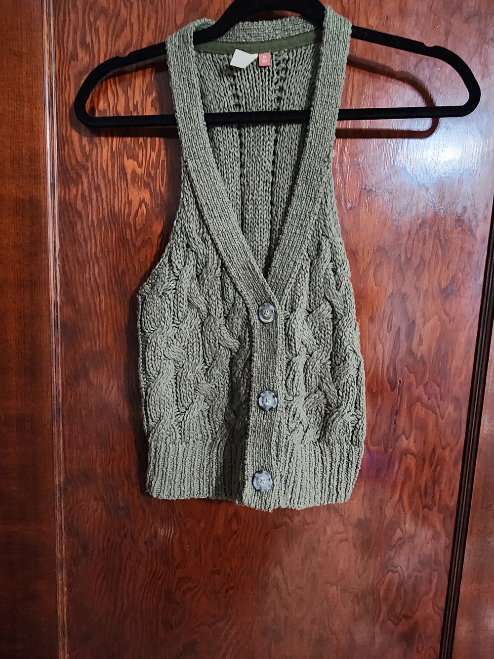 NWOT Anthropologie Pilcro Olive Green Cable-Knit Sweater Tank Vest XS